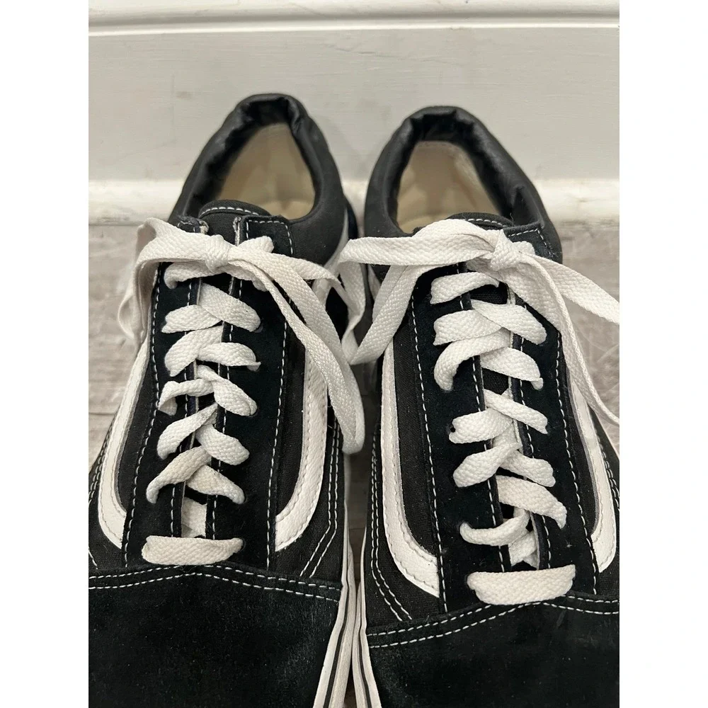Vans Old Skool Men's 11 Black White Canvas Suede Low Top Skate Sneakers 507452